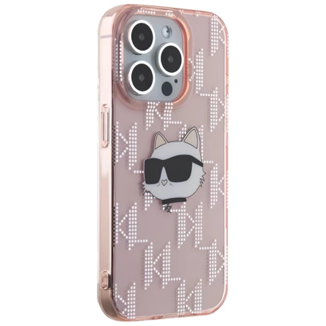 Чехол Karl Lagerfeld IML Choupette Head & Monogram для iPhone 15 Pro Pink (KLHCP15LHKLPCHP)
