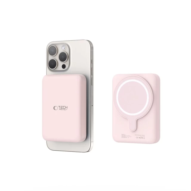 Портативний зарядний пристрій Tech-Protect PB11 LifeMag 10000mAh 15W Pink with MagSafe (5906302309535)