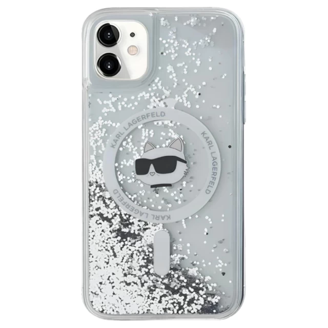 Чохол Karl Lagerfeld Liquid Glitter Choupette Head для iPhone 11 Transparent with MagSafe (KLHMN61LGCHSGH)