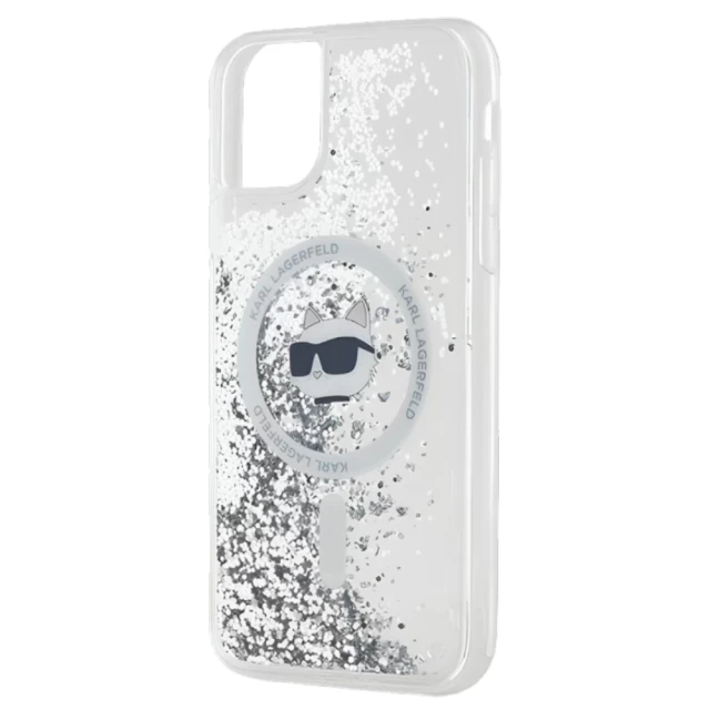 Чехол Karl Lagerfeld Liquid Glitter Choupette Head для iPhone 11 Transparent with MagSafe (KLHMN61LGCHSGH)