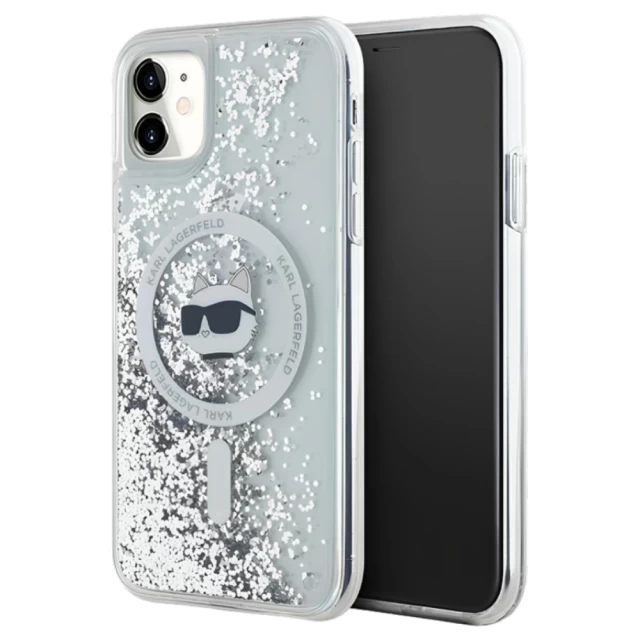 Чехол Karl Lagerfeld Liquid Glitter Choupette Head для iPhone 11 Transparent with MagSafe (KLHMN61LGCHSGH)