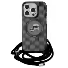 Чехол Karl Lagerfeld IML Crossbody Monogram Karl & Choupette Head для iPhone 15 Pro Black with MagSafe (KLHMP15LHCKCKLCK)