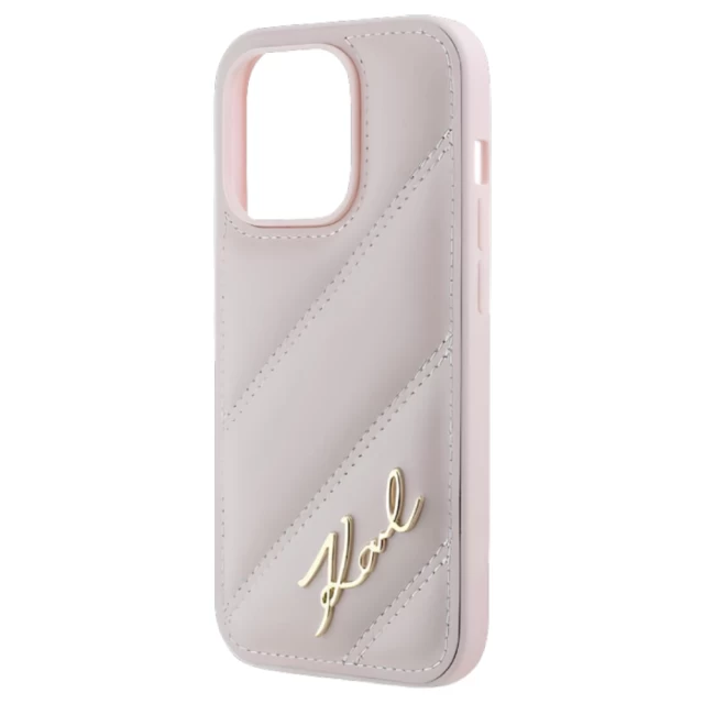 Чехол Karl Lagerfeld Diagonal Quilted Script для iPhone 14 Pro Pink (KLHCP14LPQDSMGP)