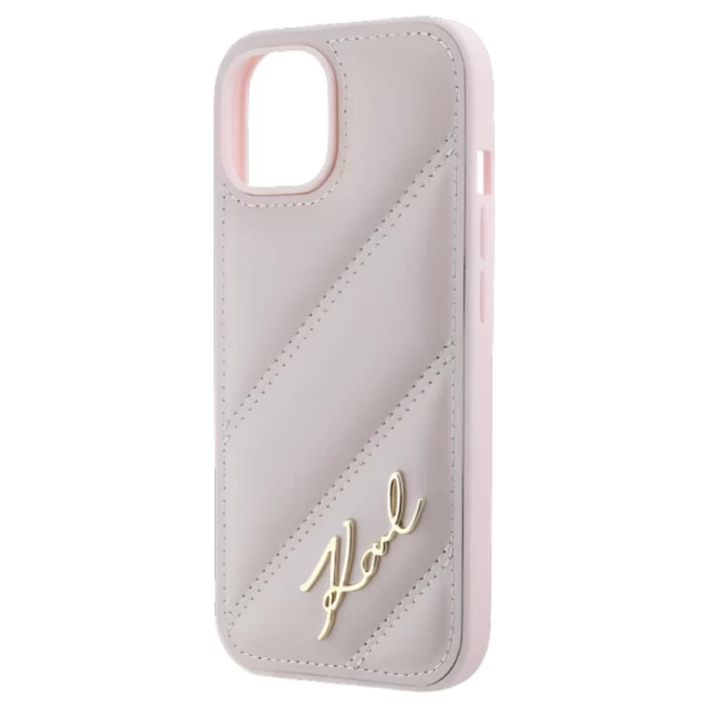 Чехол Karl Lagerfeld Diagonal Quilted Script для iPhone 14 Pink (KLHCP14SPQDSMGP)