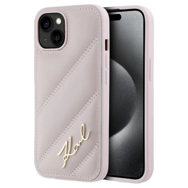 Чехол Karl Lagerfeld Diagonal Quilted Script для iPhone 14 Pink (KLHCP14SPQDSMGP)