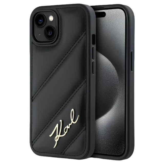 Чохол Karl Lagerfeld Diagonal Quilted Script для iPhone 14 Black (KLHCP14SPQDSMGK)