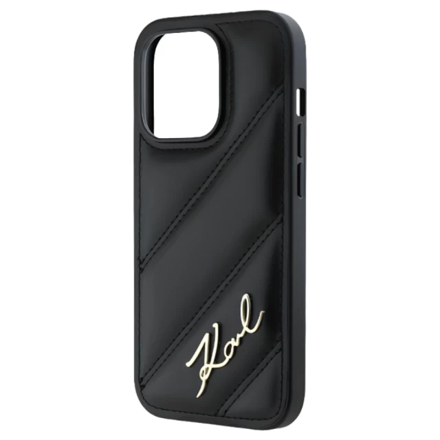 Чохол Karl Lagerfeld Diagonal Quilted Script для iPhone 14 Pro Black (KLHCP14LPQDSMGK)