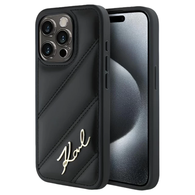 Чохол Karl Lagerfeld Diagonal Quilted Script для iPhone 14 Pro Black (KLHCP14LPQDSMGK)