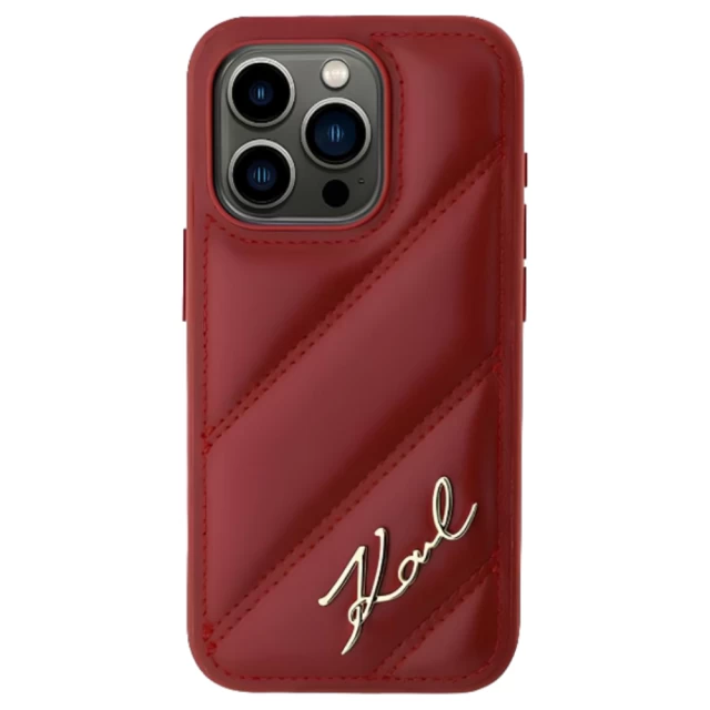 Чохол Karl Lagerfeld Diagonal Quilted Script для iPhone 15 Pro Max Red (KLHCP15XPQDSMGR)