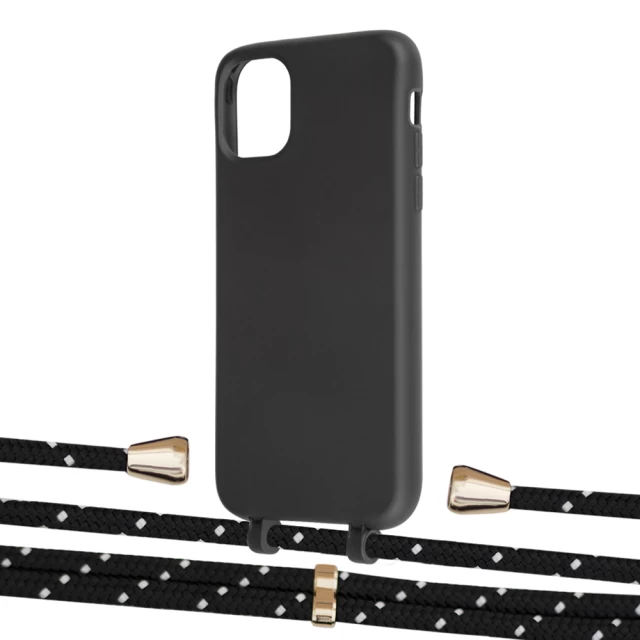 Чехол Upex Alter Eyelets for iPhone 11 Onyx with Aide Black Dots and Casquette Gold (UP109702)
