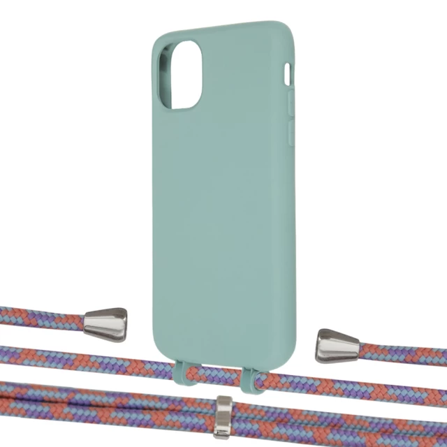 Чехол Upex Alter Eyelets for iPhone 11 Basil with Aide Blue Sunset and Casquette Silver (UP110371)