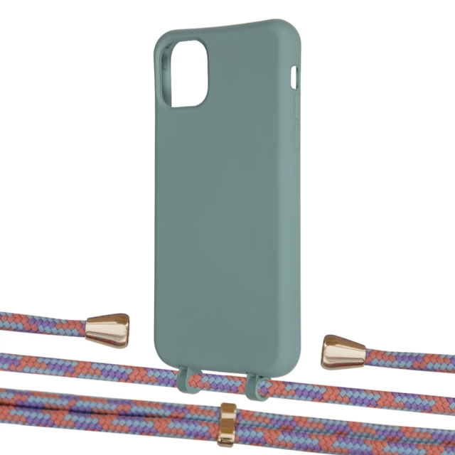 Чехол Upex Alter Eyelets for iPhone 11 Pro Max Basil with Aide Blue Sunset and Casquette Gold (UP112366)