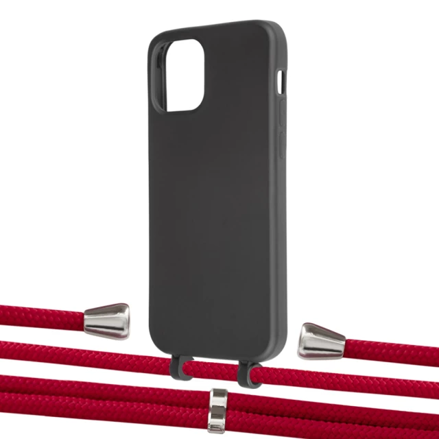 Чехол Upex Alter Eyelets for iPhone 12 | 12 Pro Onyx with Aide Red and Casquette Silver (UP112589)
