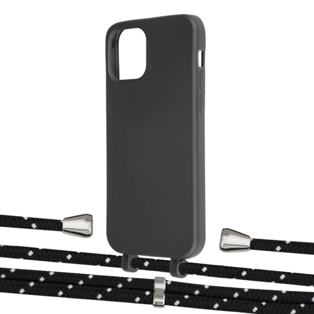 Чехол Upex Alter Eyelets for iPhone 12 | 12 Pro Onyx with Aide Black Dots and Casquette Silver (UP112607)
