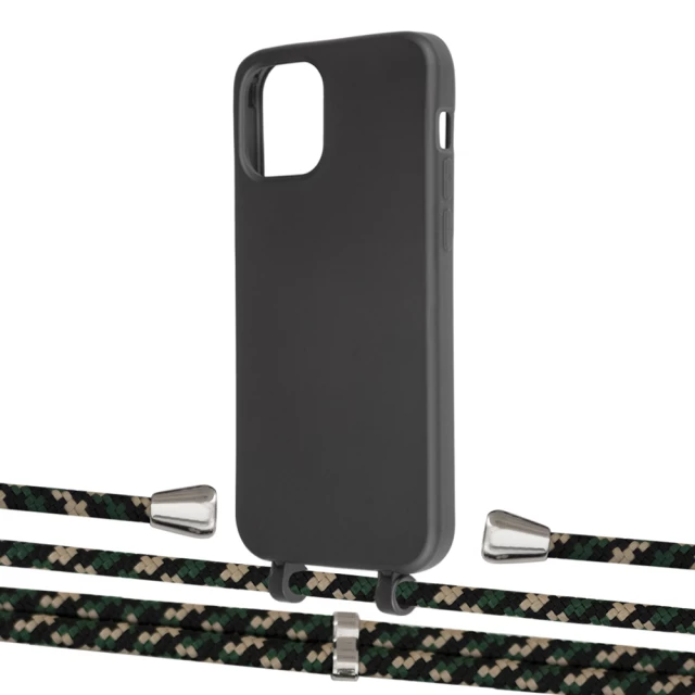 Чехол Upex Alter Eyelets for iPhone 12 | 12 Pro Onyx with Aide Juniper Camouflage and Casquette Silver (UP112614)