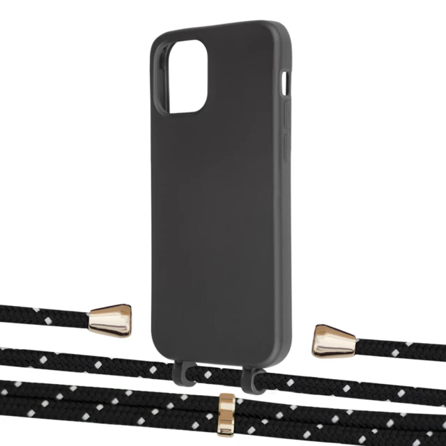 Чехол Upex Alter Eyelets for iPhone 12 | 12 Pro Onyx with Aide Black Dots and Casquette Gold (UP112642)