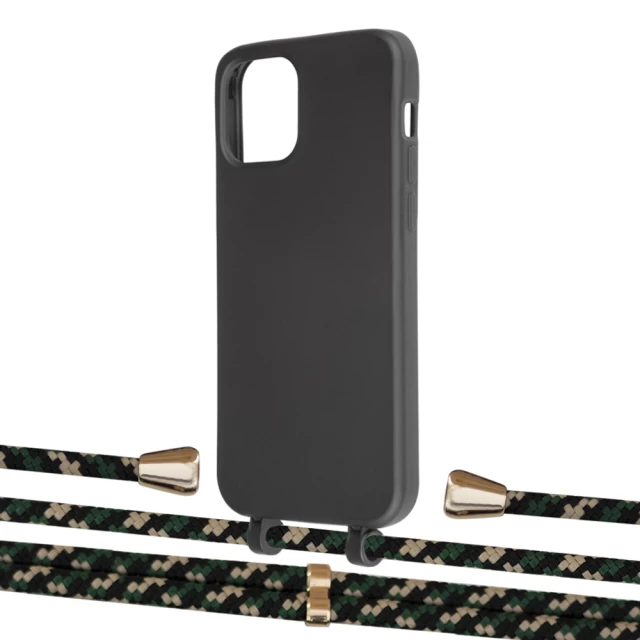 Чехол Upex Alter Eyelets for iPhone 12 | 12 Pro Onyx with Aide Juniper Camouflage and Casquette Gold (UP112649)