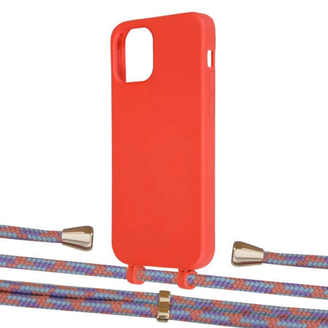 Чохол Upex Alter Eyelets for iPhone 12 | 12 Pro Red with Aide Blue Sunset and Casquette Gold (UP112786)