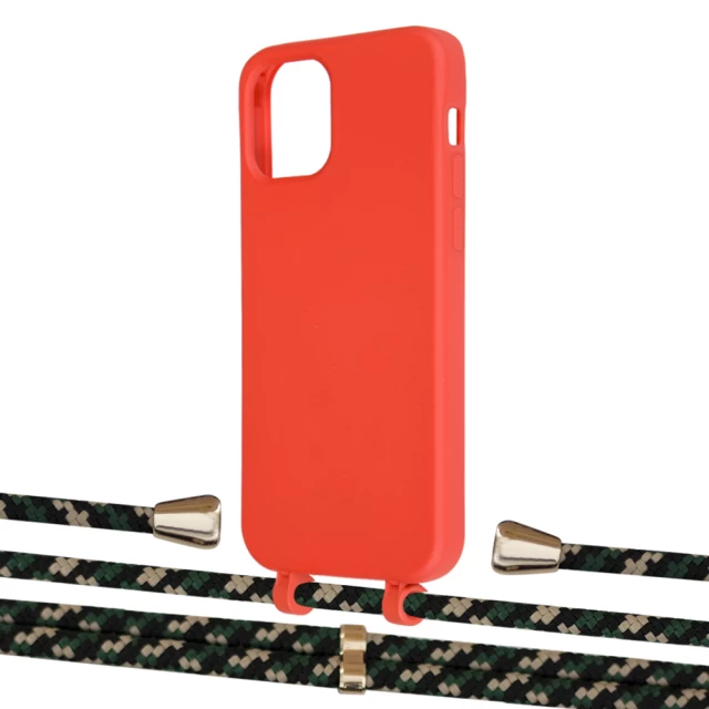 Чохол Upex Alter Eyelets for iPhone 12 | 12 Pro Red with Aide Juniper Camouflage and Casquette Gold (UP112789)