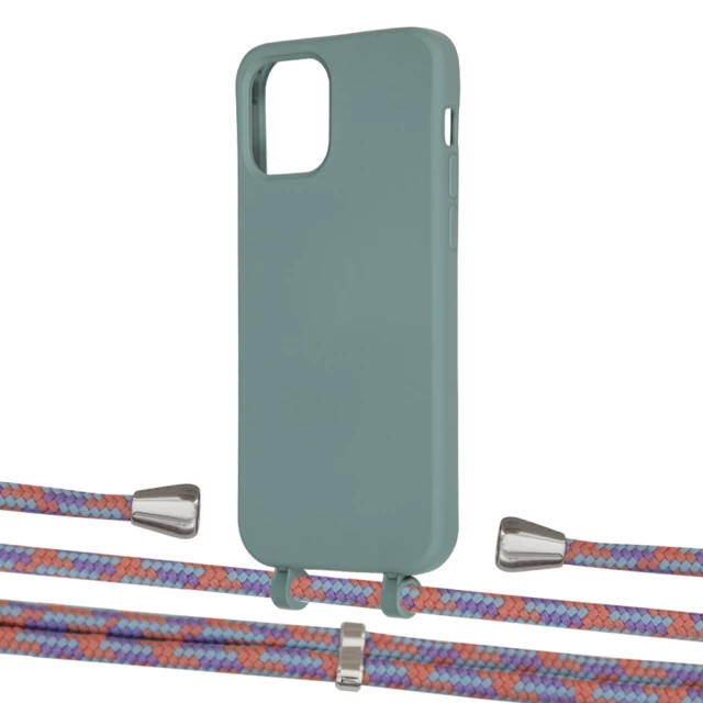 Чохол Upex Alter Eyelets for iPhone 12 | 12 Pro Basil with Aide Blue Sunset and Casquette Silver (UP113311)