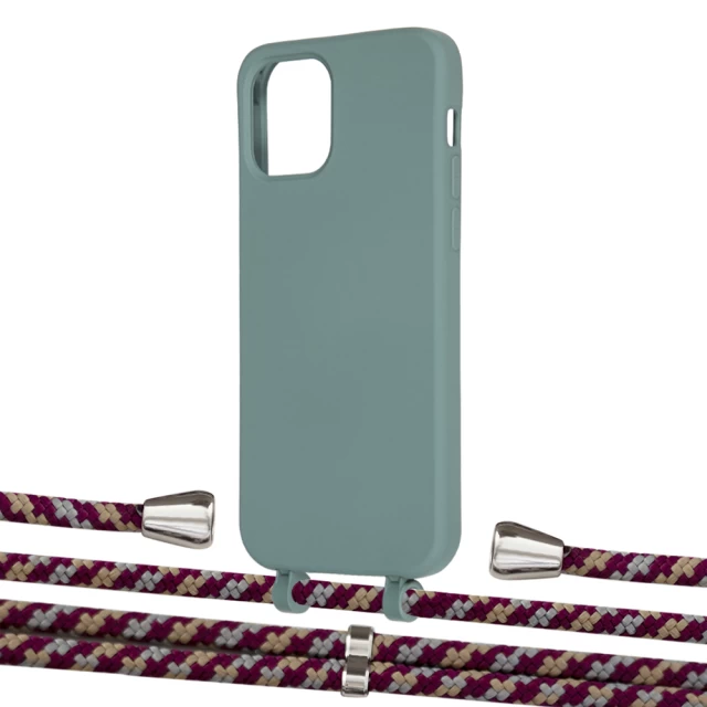 Чехол Upex Alter Eyelets for iPhone 12 | 12 Pro Basil with Aide Burgundy Camouflage and Casquette Silver (UP113313)