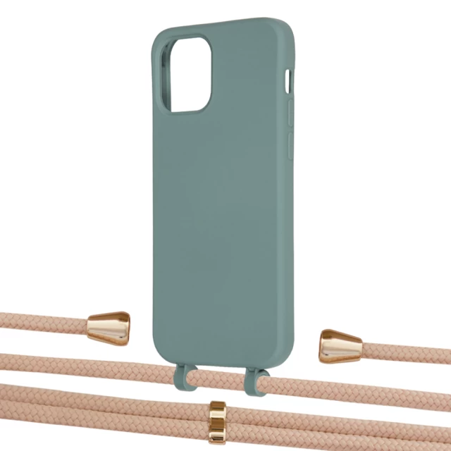 Чохол Upex Alter Eyelets for iPhone 12 | 12 Pro Basil with Aide Creole Pink and Casquette Gold (UP113339)