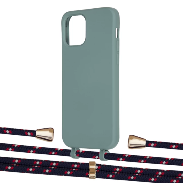 Чехол Upex Alter Eyelets for iPhone 12 | 12 Pro Basil with Aide Blue Marine and Casquette Gold (UP113344)
