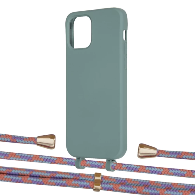 Чохол Upex Alter Eyelets for iPhone 12 | 12 Pro Basil with Aide Blue Sunset and Casquette Gold (UP113346)