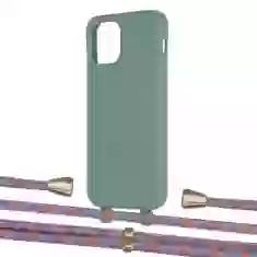 Чехол Upex Alter Eyelets for iPhone 12 | 12 Pro Basil with Aide Blue Sunset and Casquette Gold (UP113346)