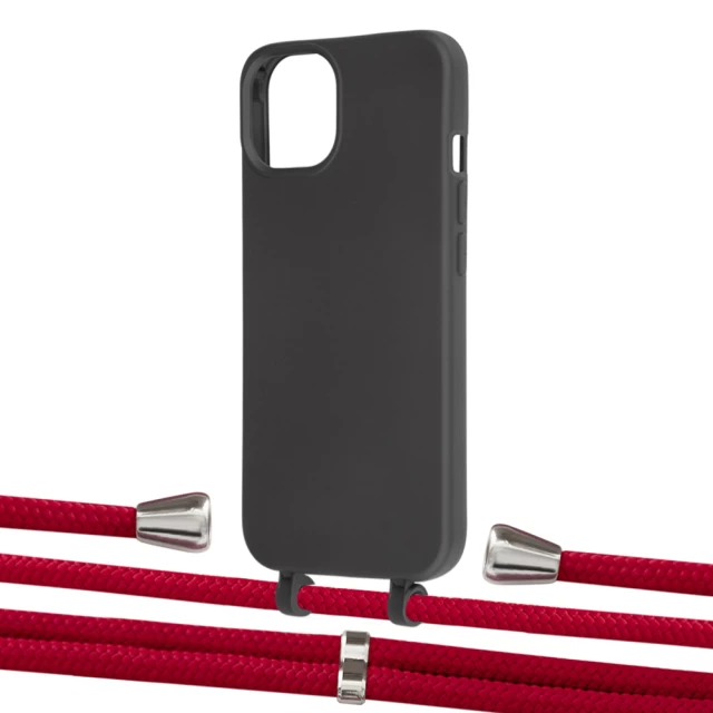 Чохол Upex Alter Eyelets for iPhone 13 mini Onyx with Aide Red and Casquette Silver (UP114549)