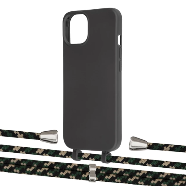 Чехол Upex Alter Eyelets for iPhone 13 mini Onyx with Aide Juniper Camouflage and Casquette Silver (UP114574)