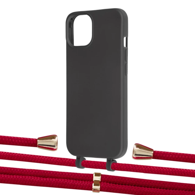 Чохол Upex Alter Eyelets for iPhone 13 mini Onyx with Aide Red and Casquette Gold (UP114584)