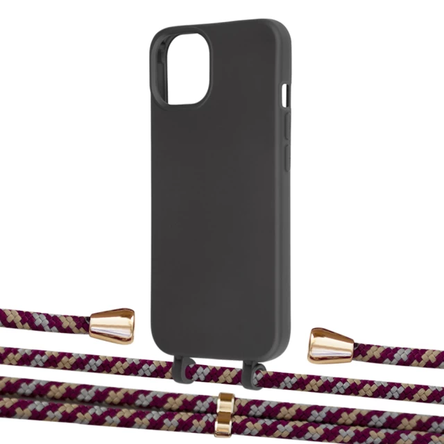 Чохол Upex Alter Eyelets for iPhone 13 mini Onyx with Aide Burgundy Camouflage and Casquette Gold (UP114608)