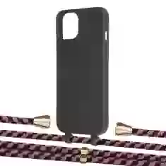 Чехол Upex Alter Eyelets for iPhone 13 mini Onyx with Aide Burgundy Camouflage and Casquette Gold (UP114608)