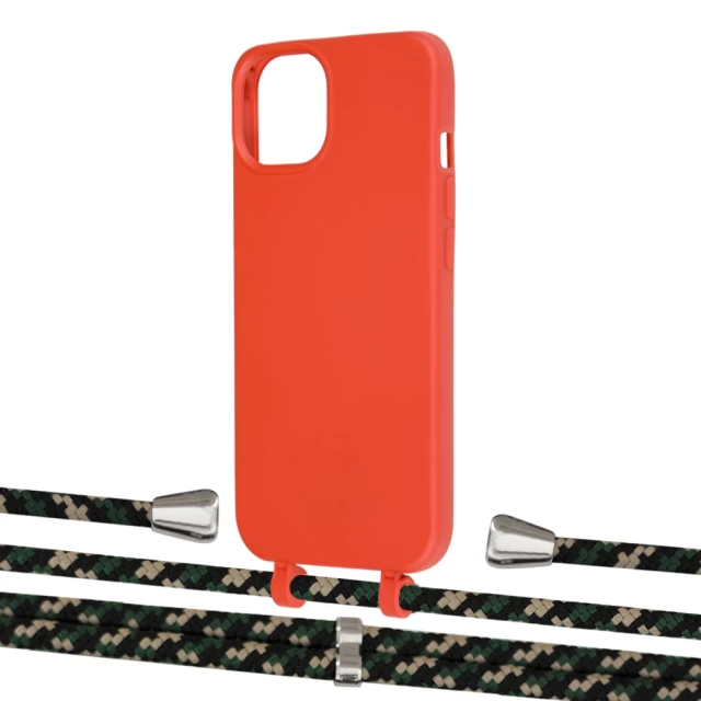Чехол Upex Alter Eyelets for iPhone 13 mini Red with Aide Juniper Camouflage and Casquette Silver (UP114714)