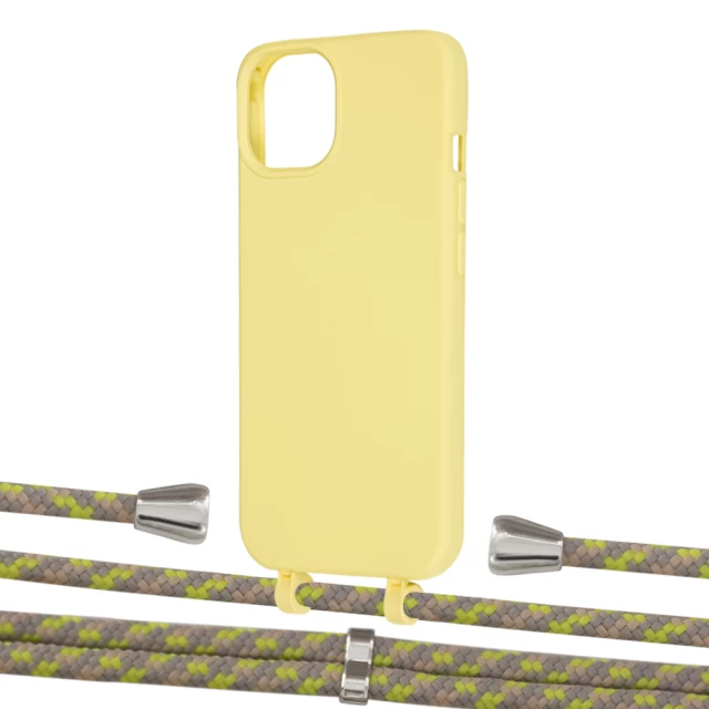 Чехол Upex Alter Eyelets for iPhone 13 mini Daffodil with Aide Lime Camouflage and Casquette Silver (UP114997)