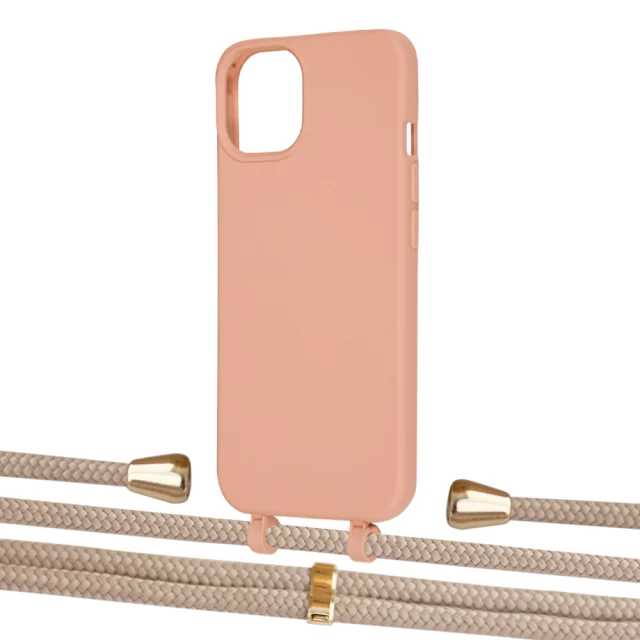 Чехол Upex Alter Eyelets for iPhone 13 mini Tangerine with Aide Peony Pink and Casquette Gold (UP115158)