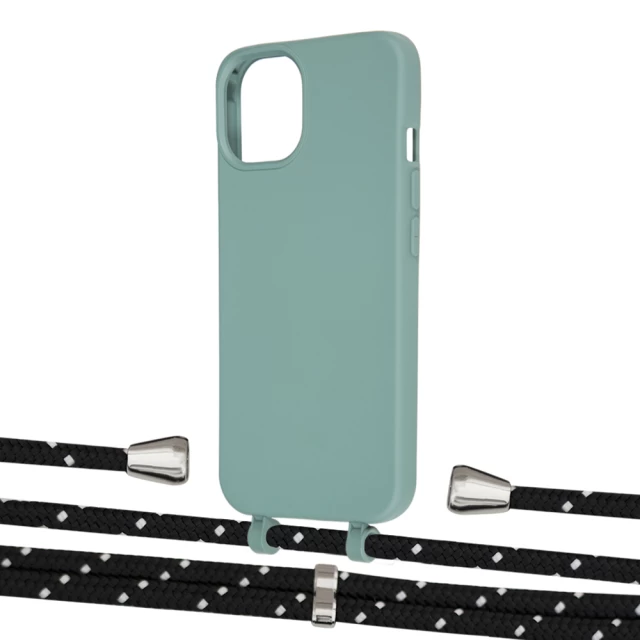 Чохол Upex Alter Eyelets for iPhone 13 mini Basil with Aide Black Dots and Casquette Silver (UP115267)