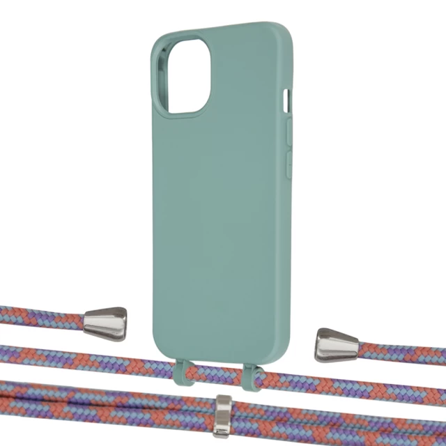 Чехол Upex Alter Eyelets for iPhone 13 mini Basil with Aide Blue Sunset and Casquette Silver (UP115271)