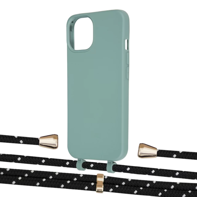 Чохол Upex Alter Eyelets for iPhone 13 mini Basil with Aide Black Dots and Casquette Gold (UP115302)