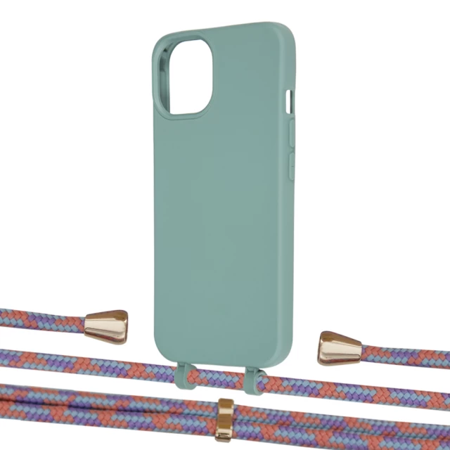 Чохол Upex Alter Eyelets for iPhone 13 mini Basil with Aide Blue Sunset and Casquette Gold (UP115306)