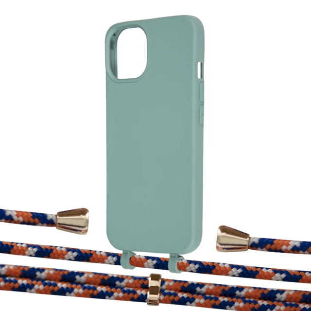 Чохол Upex Alter Eyelets for iPhone 13 mini Basil with Aide Orange Azure and Casquette Gold (UP115307)