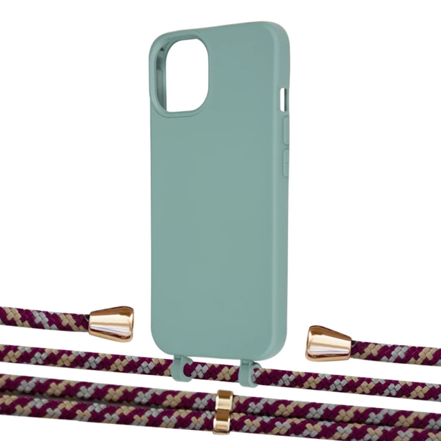 Чехол Upex Alter Eyelets for iPhone 13 mini Basil with Aide Burgundy Camouflage and Casquette Gold (UP115308)