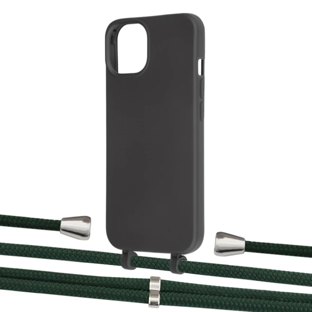 Чохол Upex Alter Eyelets for iPhone 13 Onyx with Aide Cyprus Green and Casquette Silver (UP115536)