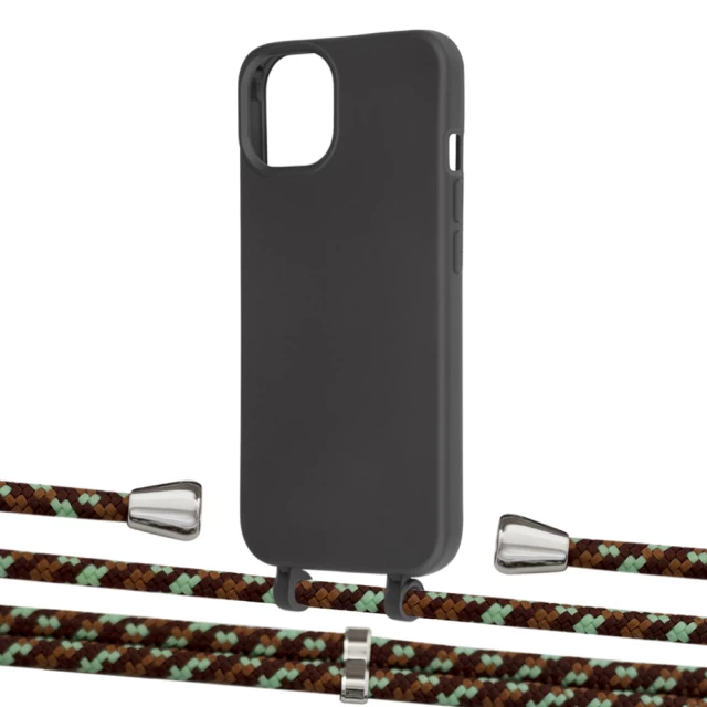 Чехол Upex Alter Eyelets for iPhone 13 Onyx with Aide Cinnamon Camouflage and Casquette Silver (UP115555)