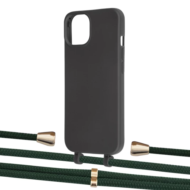 Чохол Upex Alter Eyelets for iPhone 13 Onyx with Aide Cyprus Green and Casquette Gold (UP115571)