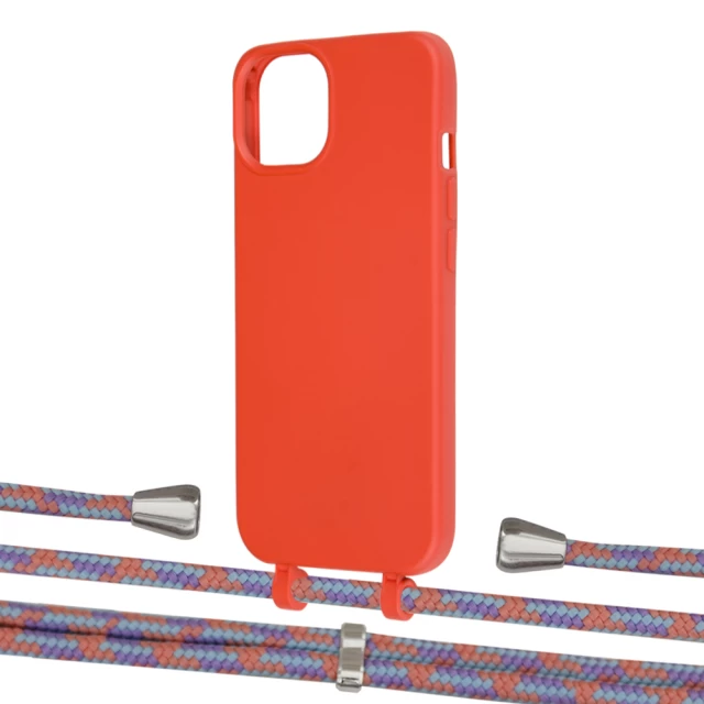 Чехол Upex Alter Eyelets for iPhone 13 Red with Aide Blue Sunset and Casquette Silver (UP115691)