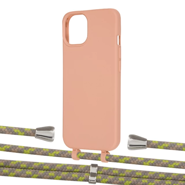Чехол Upex Alter Eyelets for iPhone 13 Tangerine with Aide Lime Camouflage and Casquette Silver (UP116117)