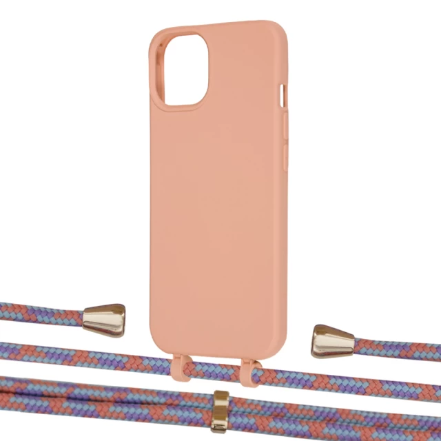 Чехол Upex Alter Eyelets for iPhone 13 Tangerine with Aide Blue Sunset and Casquette Gold (UP116146)