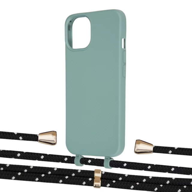 Чехол Upex Alter Eyelets for iPhone 13 Basil with Aide Black Dots and Casquette Gold (UP116282)